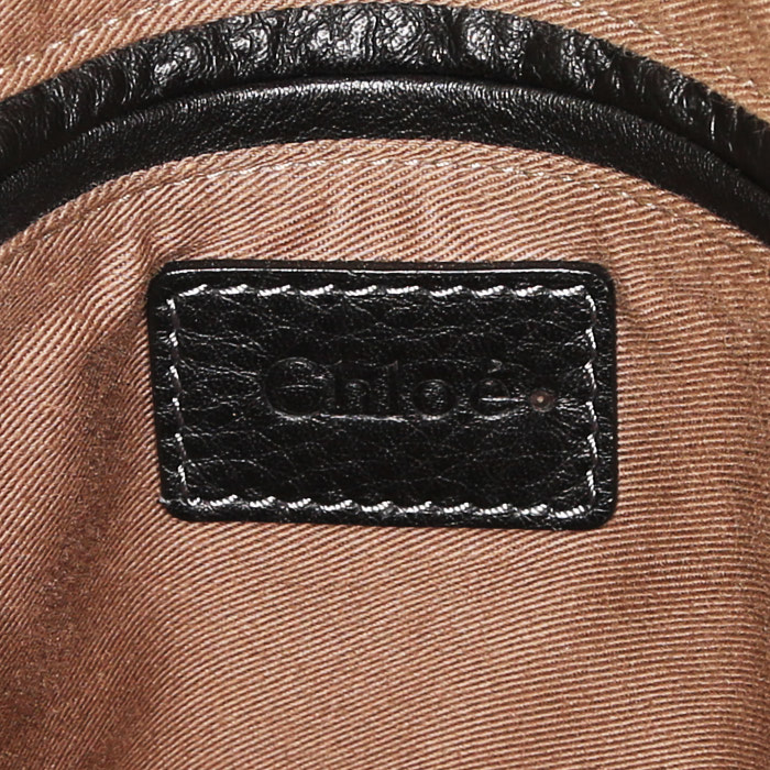 Sac à main Chloé en cuir grainé bleu-gris - Detail D3