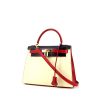 Hermès Kelly 28 cm handbag in cream color, blue and red tricolor box leather - 00pp thumbnail
