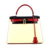 Hermès Kelly 28 cm handbag in cream color, blue and red tricolor box leather - 360 thumbnail