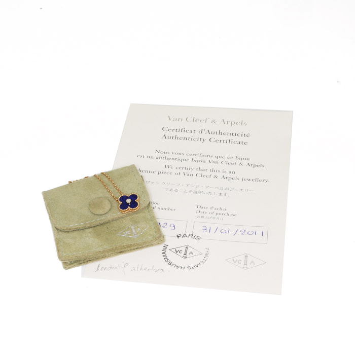 Van Cleef & Arpels Alhambra Vintage necklace in yellow gold,  lapis-lazuli and diamond - Detail D2