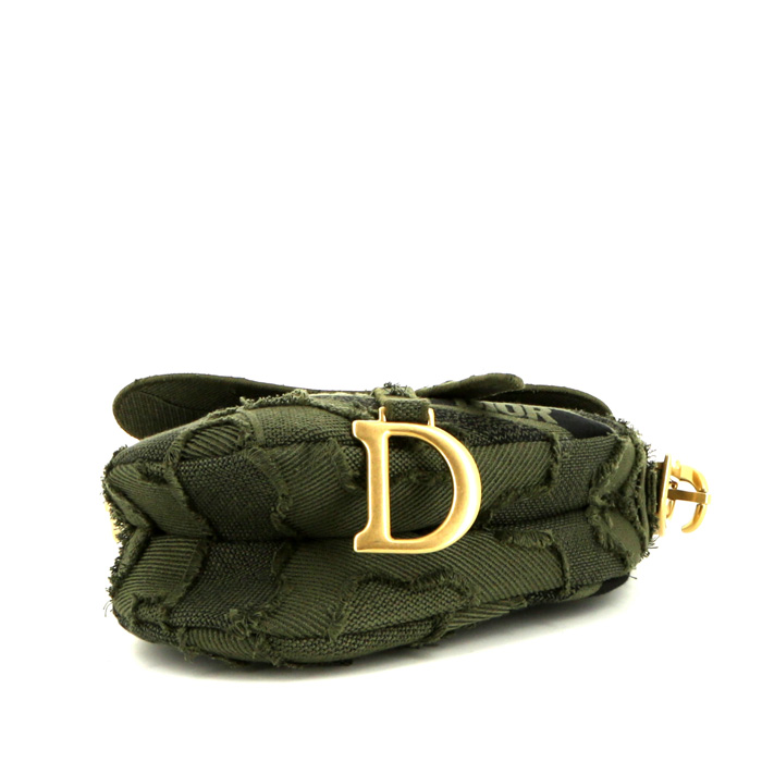 Dior  Saddle handbag  in green printed patern canvas - Detail D4