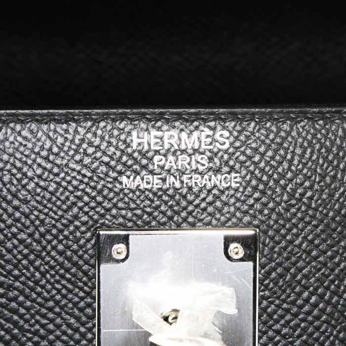 Sac à main Hermes Kelly 35 cm en cuir epsom noir - Detail D4
