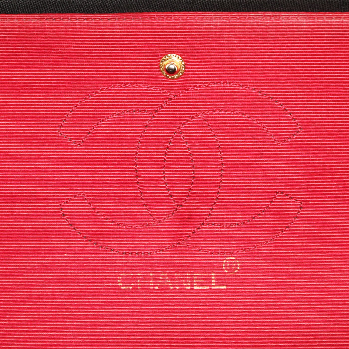 Sac à main Chanel  Timeless Classic en jersey matelassé noir et cuir noir - Detail D4