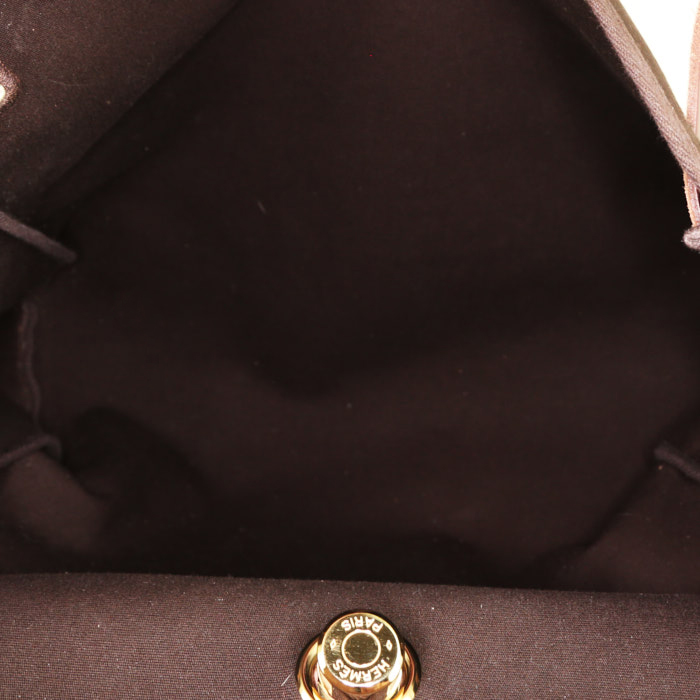 Bolso Hermes Herbag en lona marrón y vaca Hunter marrón - Detail D3