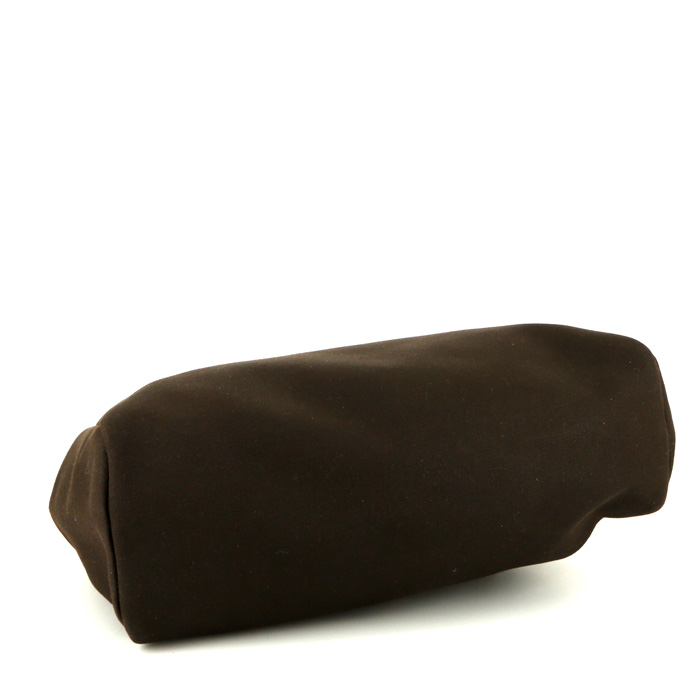 Hermes Herbag bag in brown canvas and brown Hunter cowhide - Detail D5