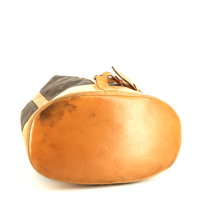 Zaino Louis Vuitton Randonnée in tela monogram marrone e pelle naturale - Detail D4