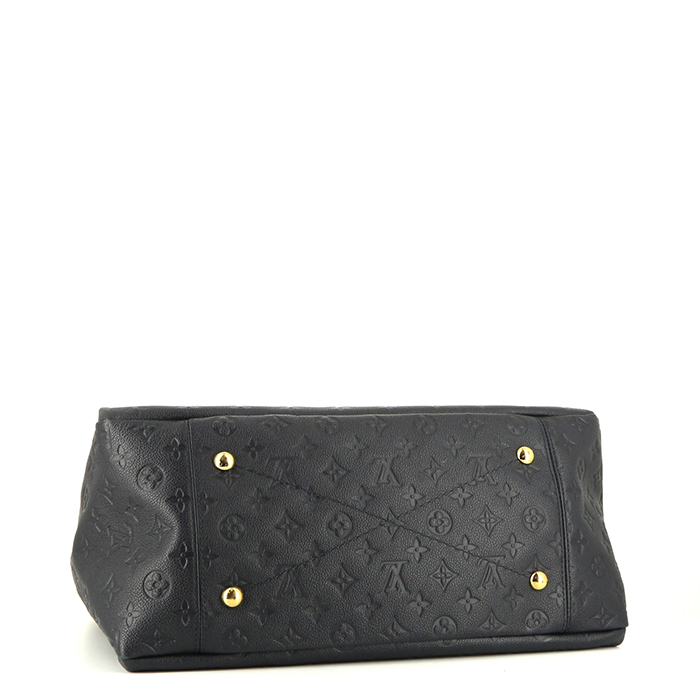 Louis Vuitton Artsy medium model shopping bag in blue empreinte monogram leather - Detail D4