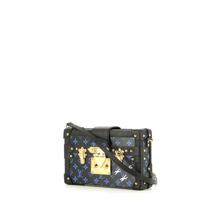 Louis Vuitton Petite Malle shoulder bag in blue and black monogram canvas and black leather - 00pp
