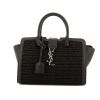 Yves Saint Laurent Chyc handbag in black leather and black raphia - 360 thumbnail