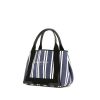 Shopping bag Balenciaga Navy cabas modello piccolo in tela tricolore blu marino bianca e nera e pelle nera - 00pp thumbnail