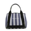 Balenciaga Navy cabas small model shopping bag in navy blue, white and black tricolor canvas and black leather - 360 thumbnail