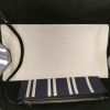 Balenciaga Navy cabas small model shopping bag in navy blue, white and black tricolor canvas and black leather - Detail D2 thumbnail