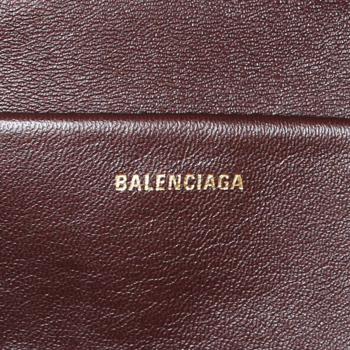Pochette-cintura Balenciaga Souvenir in tela siglata beige e pelle marrone - Detail D4