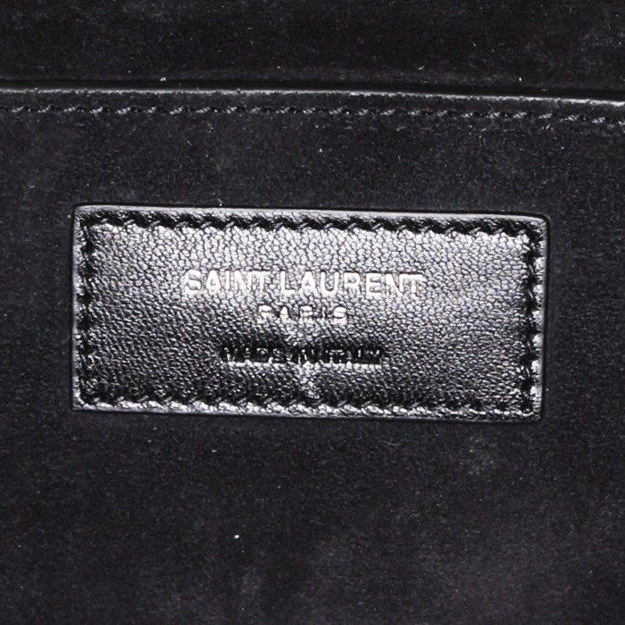 Borsa a tracolla Saint Laurent Bellechasse in pelle nera simil coccodrillo - Detail D4