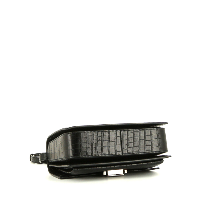 Bolso bandolera Saint Laurent Bellechasse en cuero negro - Detail D5