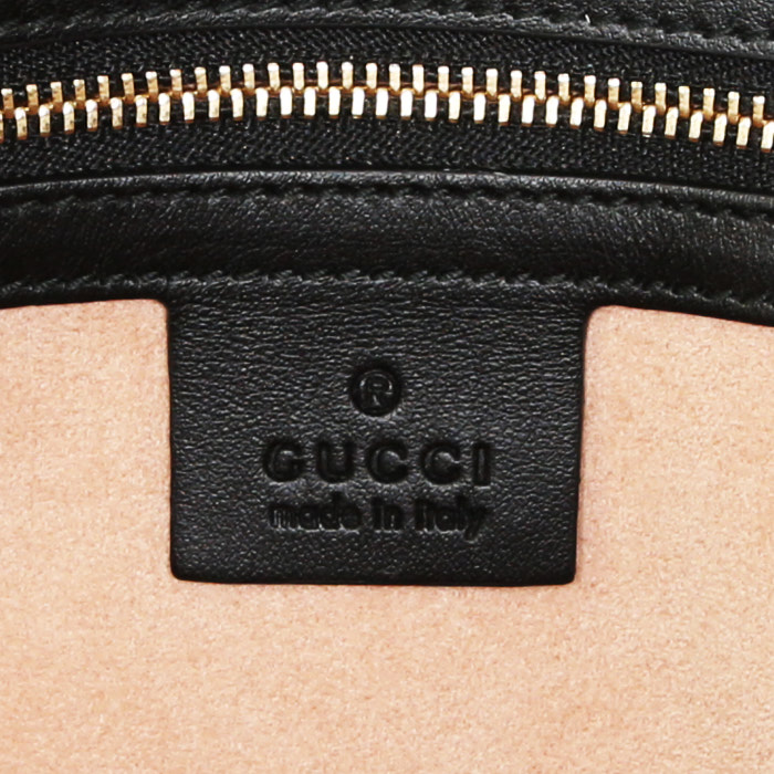 Borsa a tracolla Gucci Padlock in tela monogram grigia nera e dorata - Detail D4