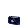 Borsa a tracolla Gucci GG Marmont in velluto trapuntato blu con decori geometrici - 00pp thumbnail