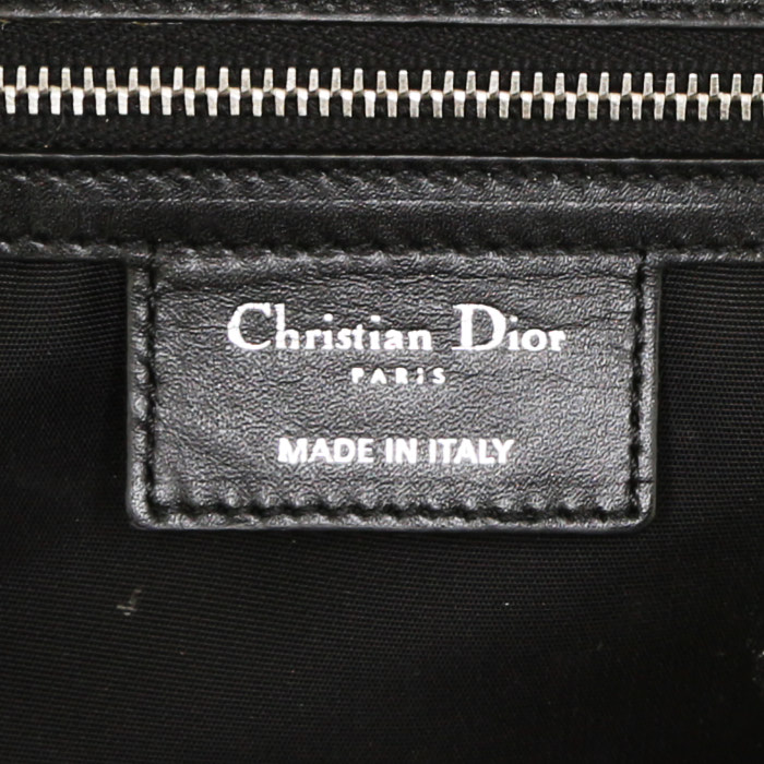 Shopping bag Dior Panarea in tela cannage nera e pelle nera - Detail D3