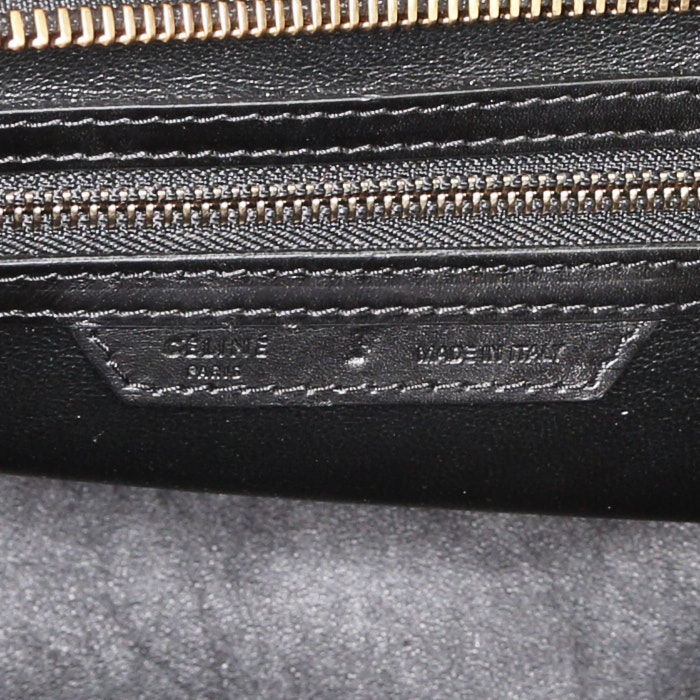 Bolso de mano Celine Luggage Mini en piel de potro Bleu Pale y verde oscuro y cuero negro - Detail D3