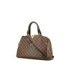 Bolso de mano Louis Vuitton Kensington en lona a cuadros revestida ébano y cuero marrón - 00pp thumbnail