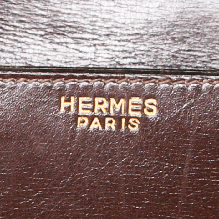 Borsa Hermes Drag in pelle box marrone - Detail D3