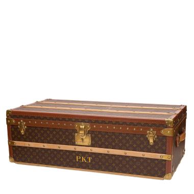 Baul Louis Vuitton  Malle en lona Monogram y fibra vulcanizada marrón