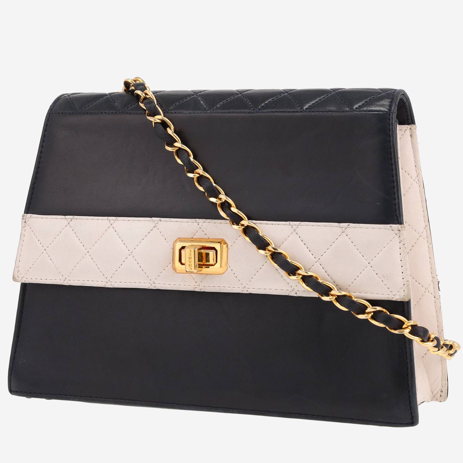 Borsa Chanel  Vintage in pelle trapuntata blu e bianca