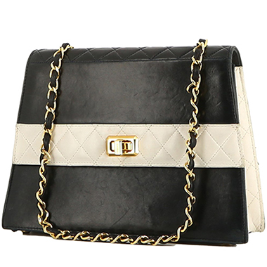 Sac à main Chanel  Vintage en cuir matelassé bleu et blanc