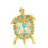 Boucheron 1960's "Turtle" brooch in yellow gold,  turquoises and ruby - 360 thumbnail