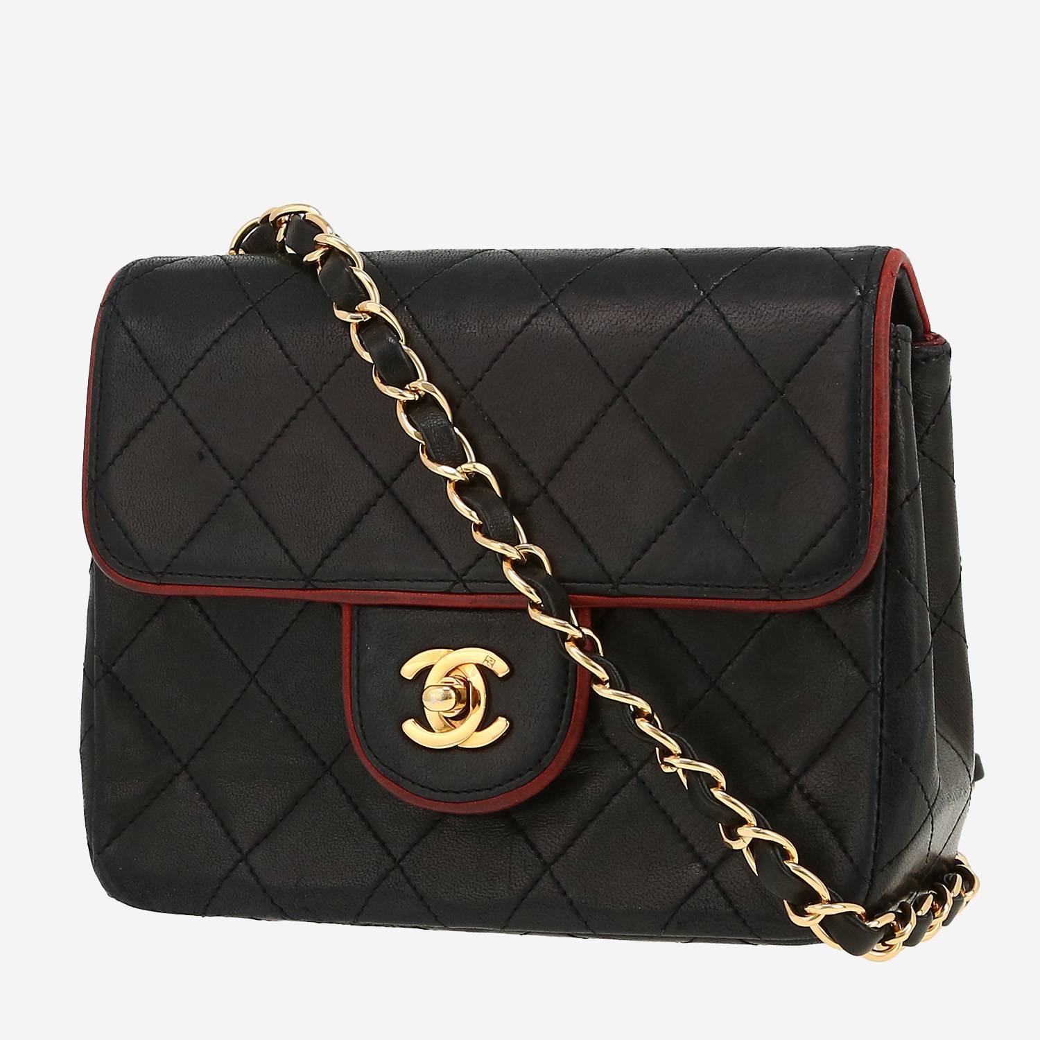 Chanel  Mini Timeless handbag  in black and burgundy quilted leather