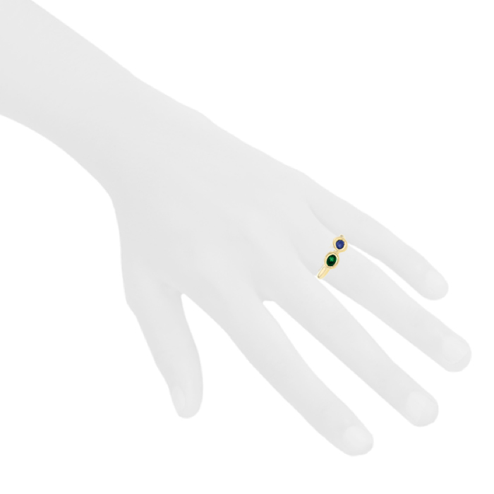 Chaumet ring in yellow gold,  emerald and sapphire - Detail D1