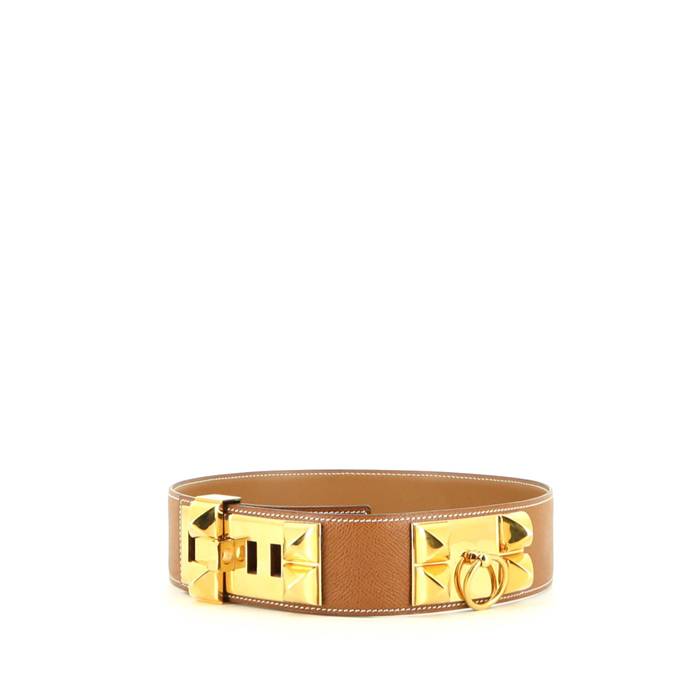 Hermes Médor belt in gold Courchevel leather - 00pp