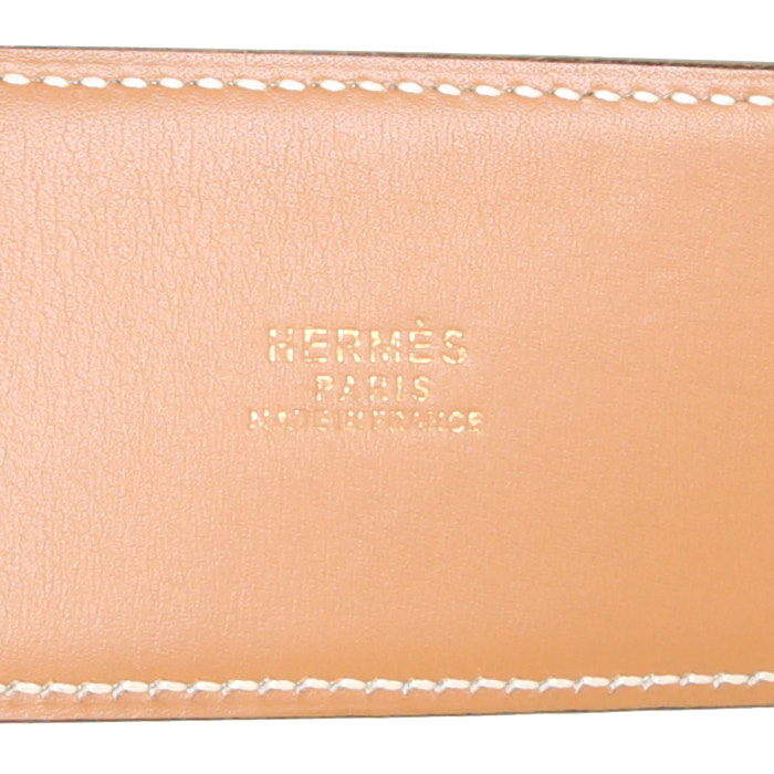 Hermes Médor belt in gold Courchevel leather - Detail D1