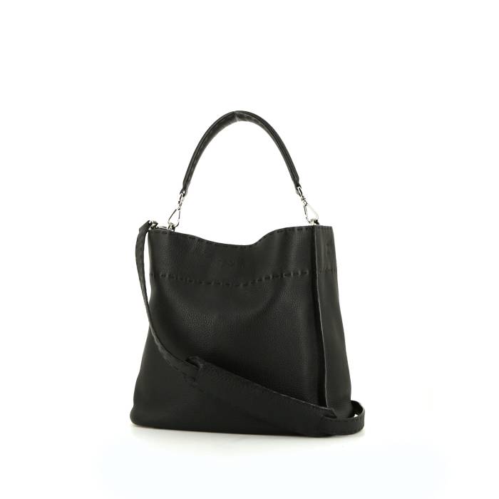 Fendi Anna handbag in black grained leather - 00pp