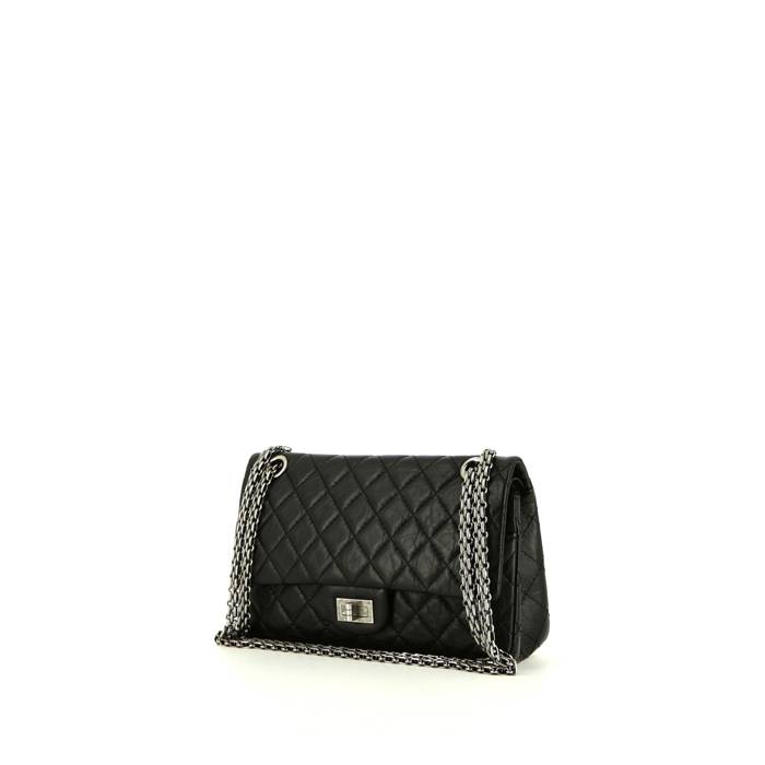Chanel 2.55 handbag in black quilted leather - 00pp