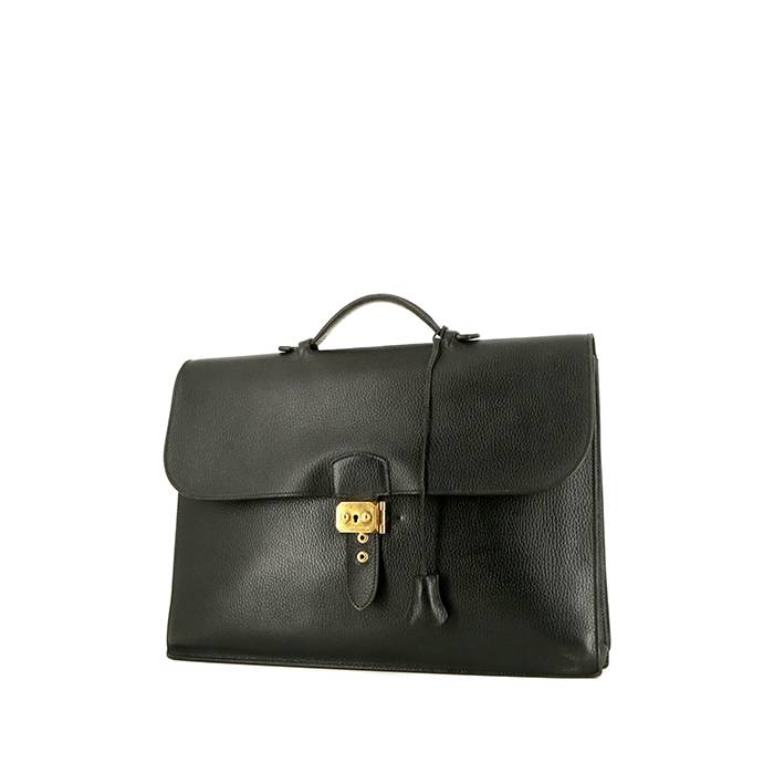 Sac À Dépêches Briefcase In Black Courchevel Leather