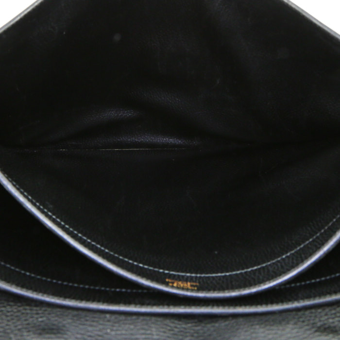 Hermès Sac à dépêches briefcase in black Courchevel leather - Detail D2