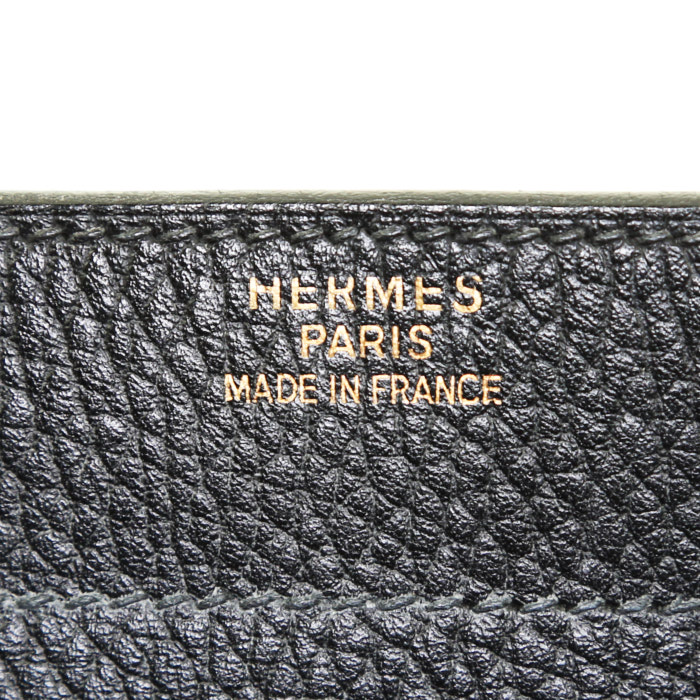 Hermès Sac à dépêches briefcase in black Courchevel leather - Detail D3