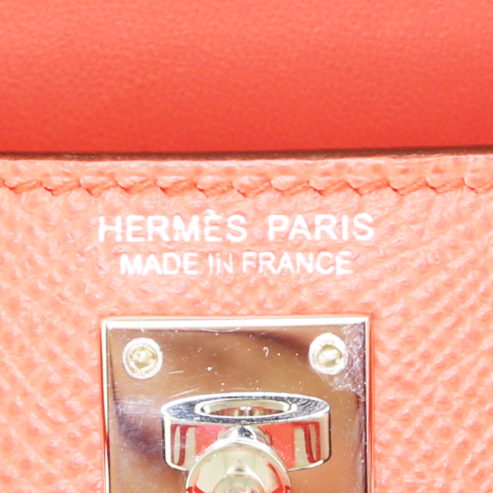 Borsa/pochette Hermès Kelly 20 cm in pelle Epsom rosa - Detail D4