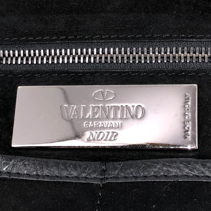 Valentino Rockstud shopping bag in black leather - Detail D4