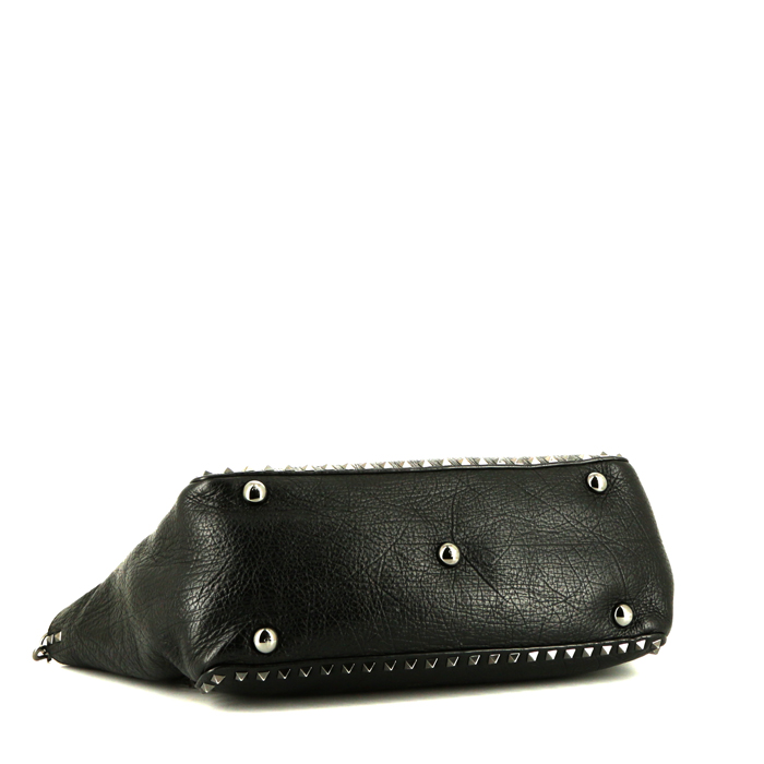 Sac cabas Valentino Rockstud en cuir noir - Detail D5