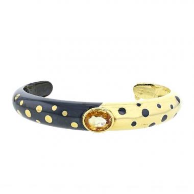 Bracciale a cerchio Faraone Vintage in oro giallo,  argento e zaffiro