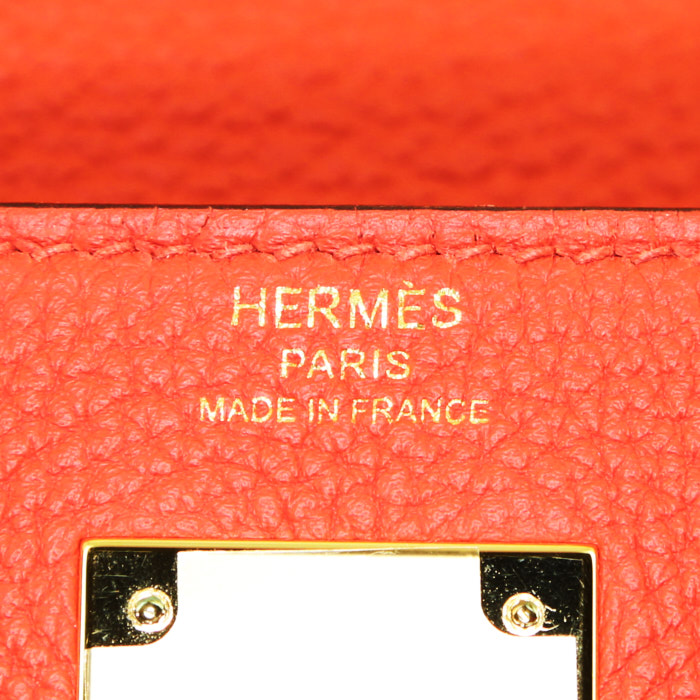 Borsa Hermès Kelly 28 cm in pelle togo arancione Capucine - Detail D4