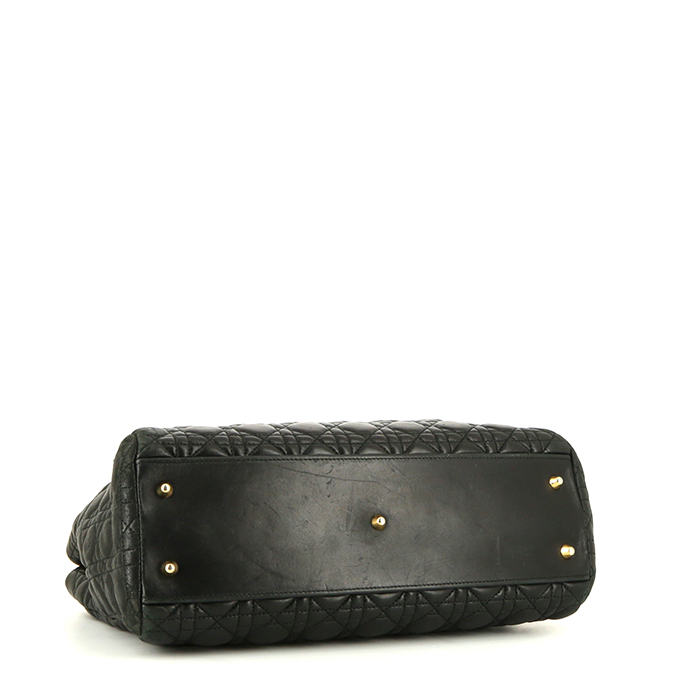 Dior Soft Shopping handbag in black leather cannage - Detail D4