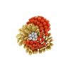 Vintage 1970's brooch-pendant in yellow gold,  coral and diamonds - 00pp thumbnail
