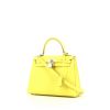 Hermes Kelly 25 cm handbag in yellow Lime epsom leather - 00pp thumbnail