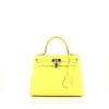 Hermes Kelly 25 cm handbag in yellow Lime epsom leather - 360 thumbnail