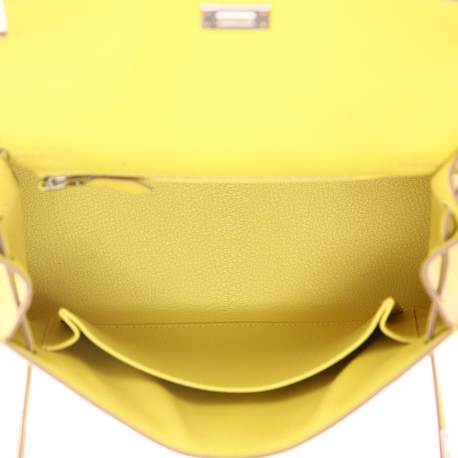 Sac à main Hermes Kelly 25 cm en cuir epsom jaune Lime - Detail D3
