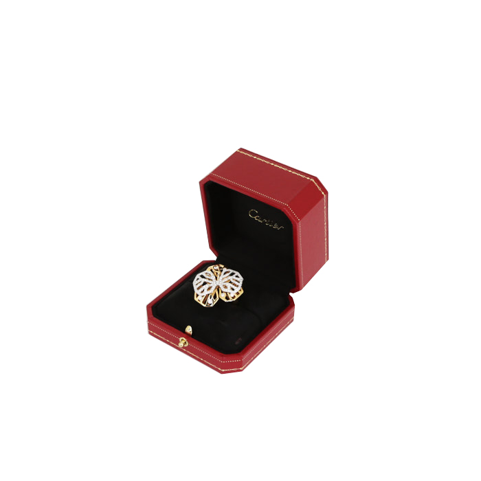 Cartier Caresse d'Orchidées ring in yellow gold, white gold and diamonds - Detail D2
