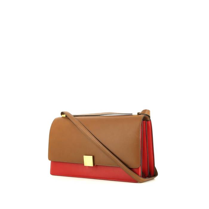 Céline Classic Box shoulder bag in beige and red leather - 00pp